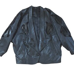 Vintage 80s Leather Patch Work Club Jacket